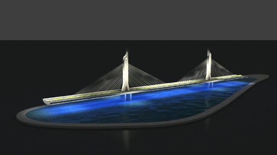 Buy Architectural Scale Model of a Modern Cable-Stayed Bridge with Illuminated Design online manufacture