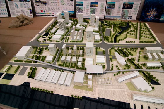 Buy Architectural model urban block layout with mixed-use buildings, detailed green spaces and traffic planning online manufacture