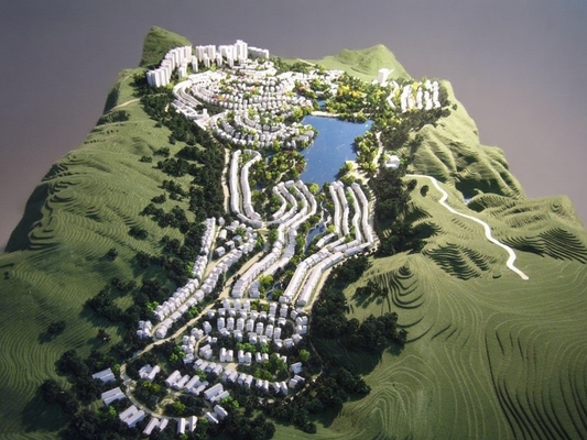 Buy Architectural Model of Coastal and Park Masterplan with Mixed-Use Development, Water Features, and Green Space online manufacture