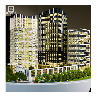 Beli Detail Fasad Pencahayaan Realistis Model Skala Arsitektur Bertingkat Tinggi untuk Promosi Properti Tampilan Desain Kompleks Kantor online manufacture