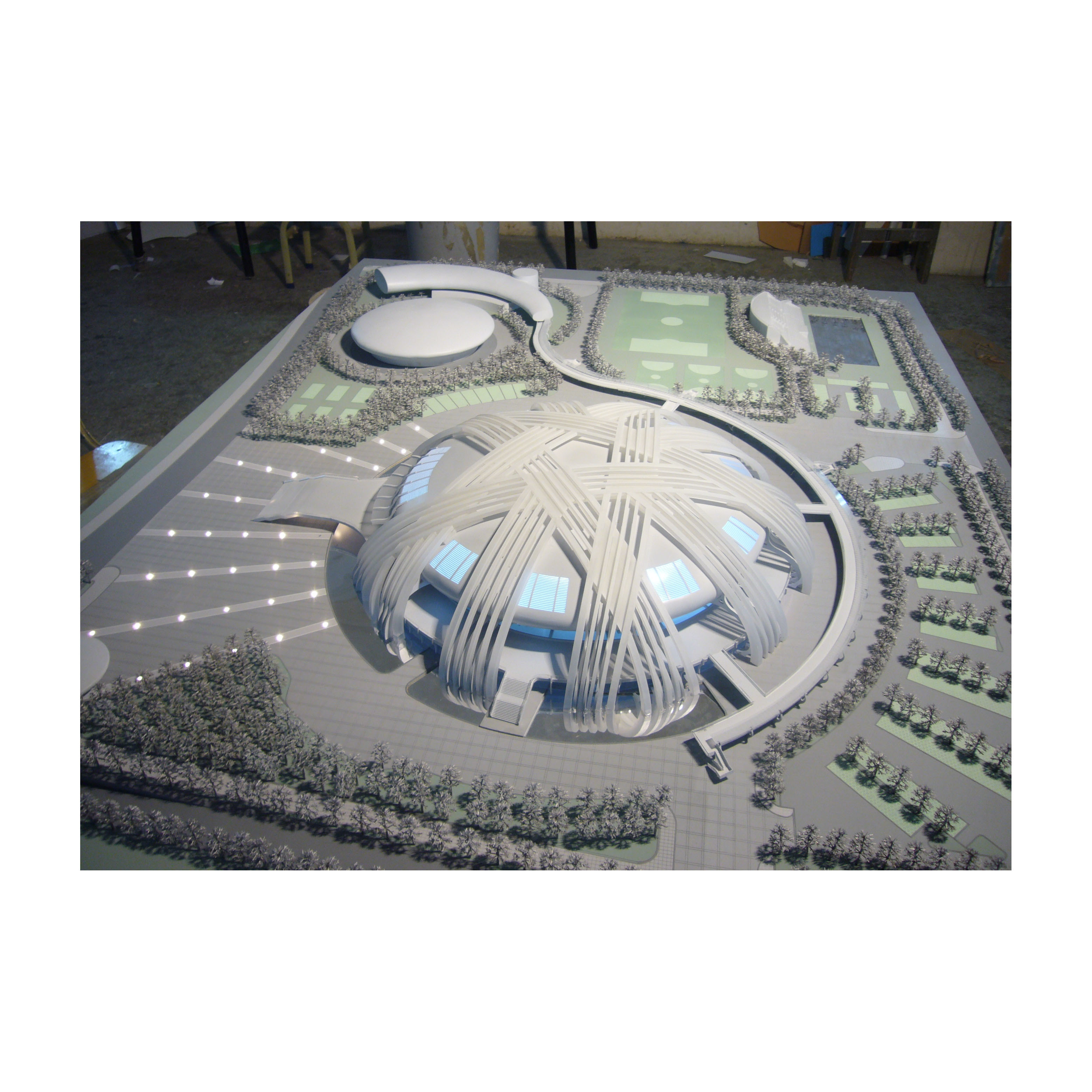 Architectural Model Large Scale Sports Venue with Woven Ribbon Dome LED ...