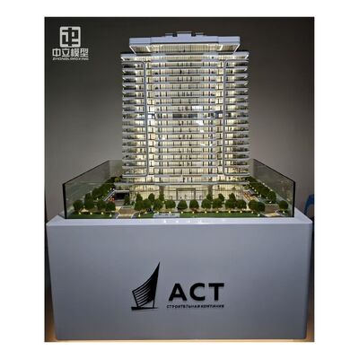 Custom Modern Office Building Architectural Model with Elevator Lift Function & LED Lighting